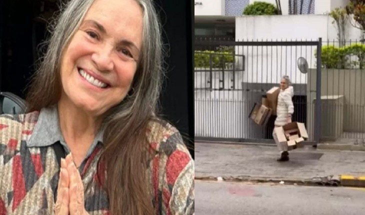 Vídeo: Longe da TV, Regina Duarte é gravada catando papelão em rua de SP e motivo é exposto